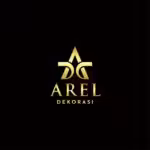 Elegant logo design with gold accents for Arel Dekorasi.