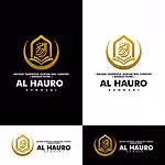 Elegant Islamic logo design with gold and black color scheme for Al Hauro Kendari.
