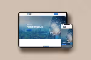 Innovative company profile design for PT. Faiza Mufid Energi on website and mobile.
