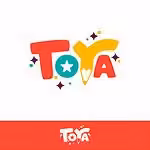 Vibrant colorful logo design with playful typography for Toya brand.