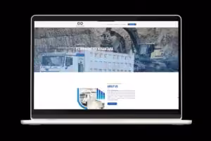 Excavator and construction truck on website homepage for PT Bolo Energi Nusantara.