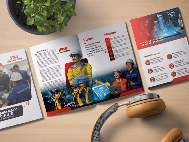 High-quality engineering company brochure showcasing logo, brochure, profile, and website design services.