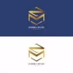Elegant travel logo design with gold and navy tones for Zahira Mulia Travel.